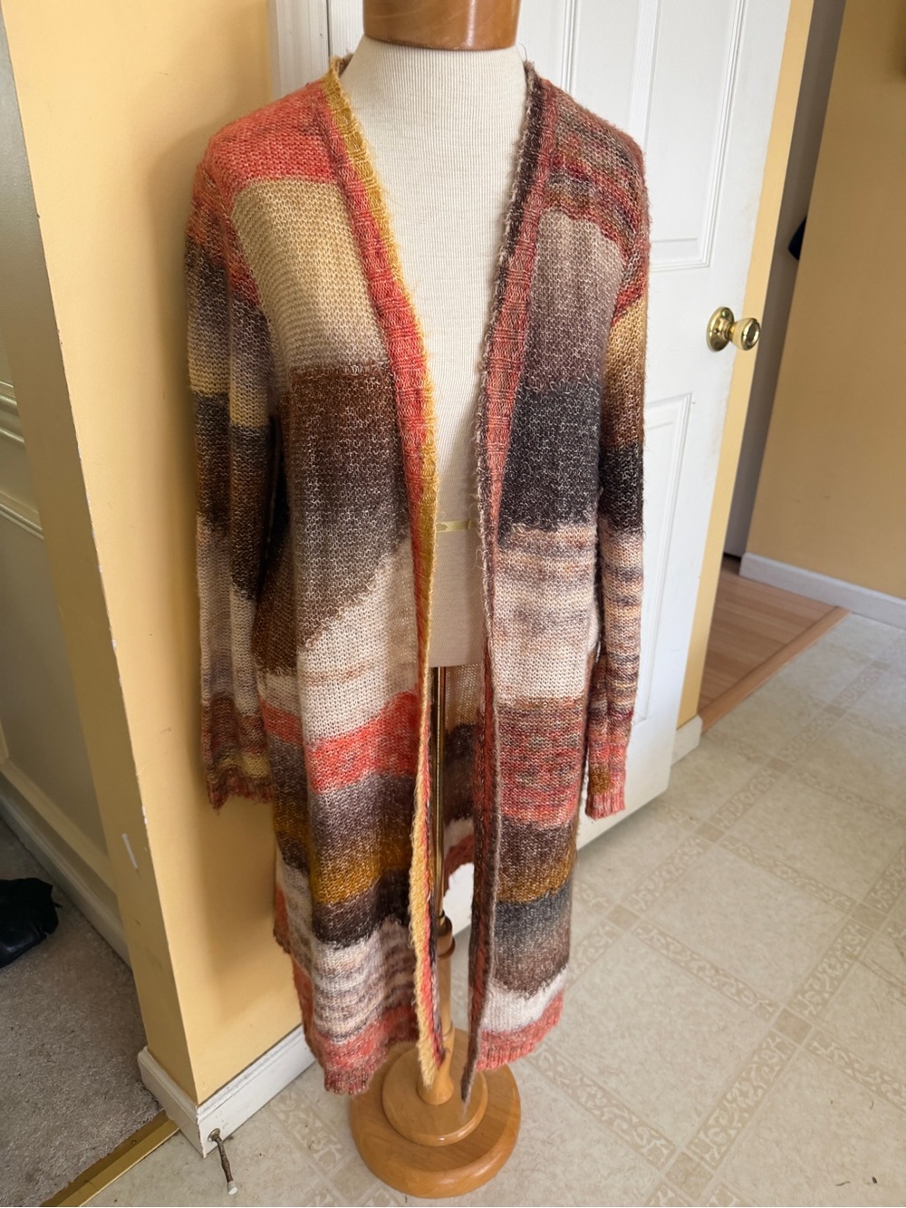 Chico's Multi-Tone Burnt Orange & Brown Knit Sweater